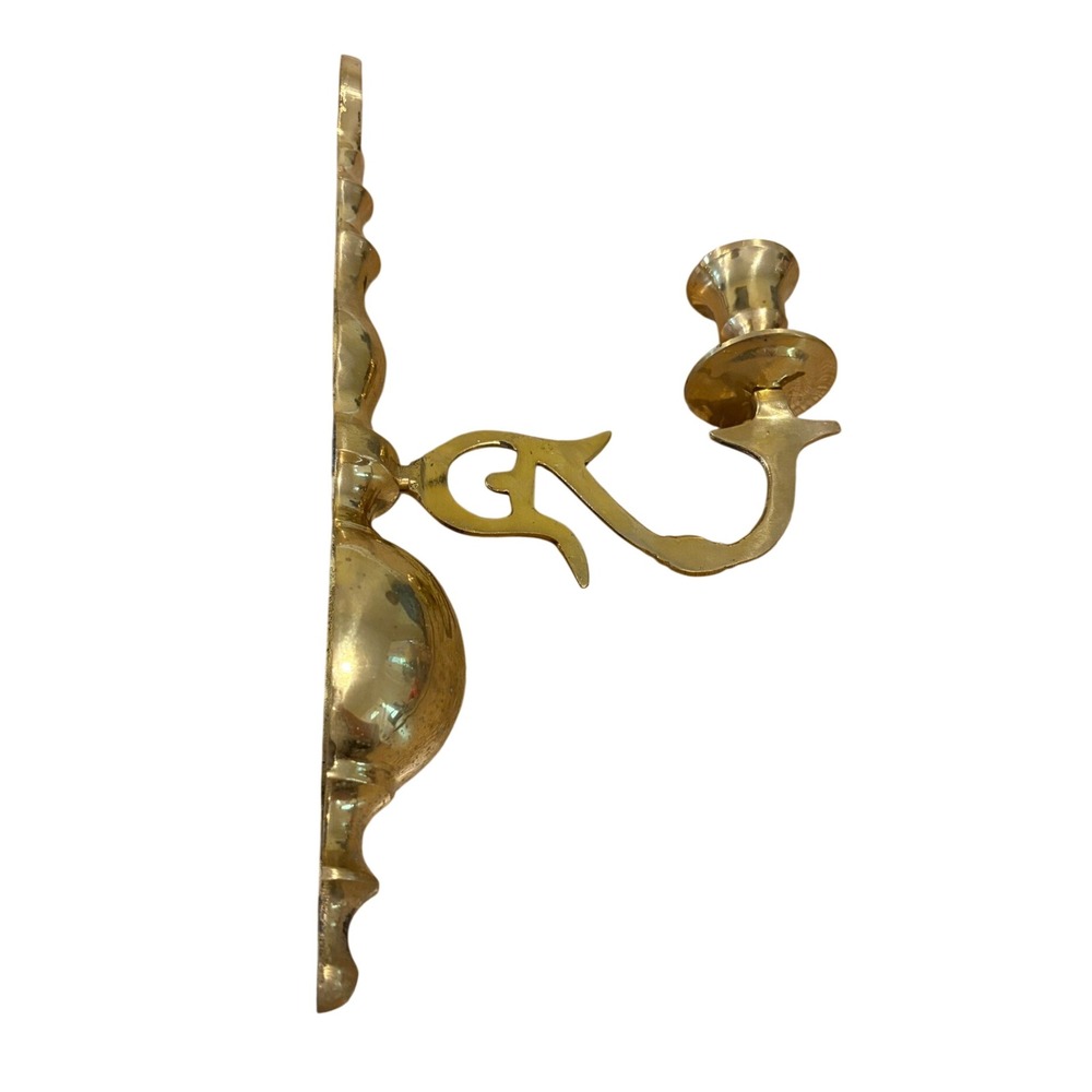 Vintage Brass Wall Sconce Candle Holder Ornate Hanging Taper Candlestick Decor